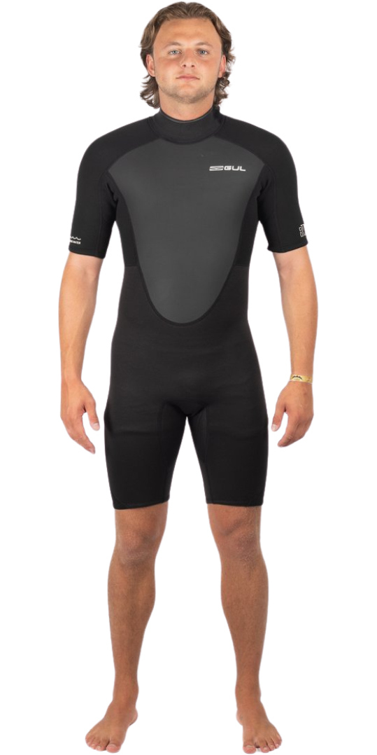 2025 Gul Mens Response 3/2mm Back Zip Shorty Wetsuit RE3319-C1 - Black